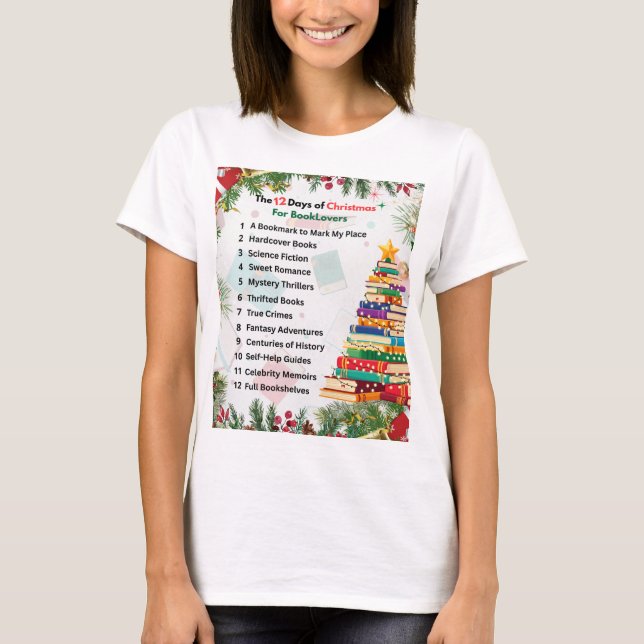 The 12 Days of Christmas T-shirt | Literary Gift (Front)