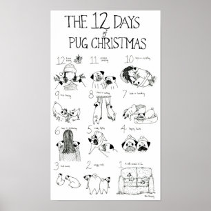 The 12 Days of Pug Christmas Poster