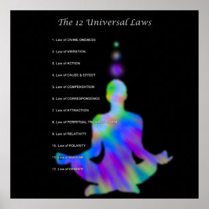 The 12 Universal Laws - Colorful Yoga Silhouette  Poster