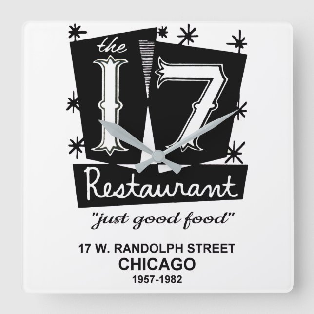 The 17 Restaurant, Chicago, IL Square Wall Clock (Front)