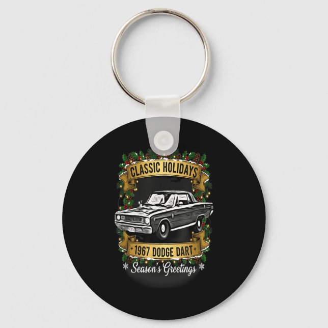 The 1967 Dodge Dart Clic Holiday Cheer Apparel  Key Ring (Front)