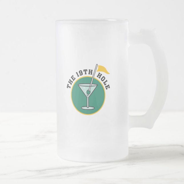 The 19th Hole Funny Golf Dadism gift Frosted Glass Beer Mug (Right)