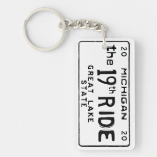 the 19th RIDE Michigan License Plate Paw Keychain