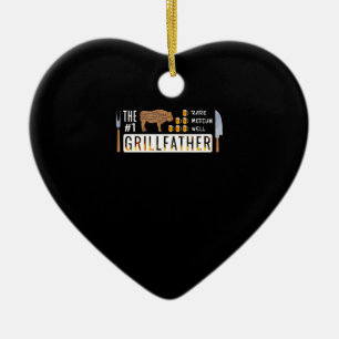 The 1 Rare Medium Well Grillfather BBQ Lovers Ceramic Tree Decoration