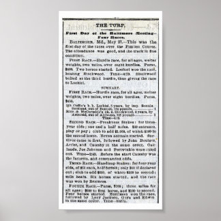 The 1st Preakness -  New York Times May 28, 1873 Poster