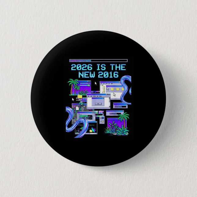 The 2016 Vaporwave Pixel Computer Aesthetic 6 Cm Round Badge (Front)