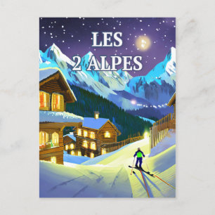 The 2 Alps: Montagnard Sparkling, Winter Adventure Postcard