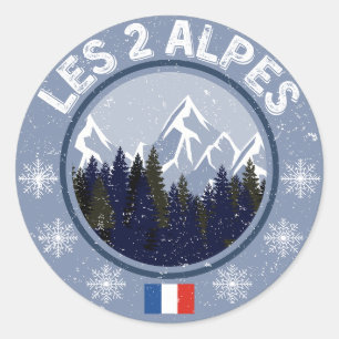 The 2 Alps Ski Resort Classic Round Sticker