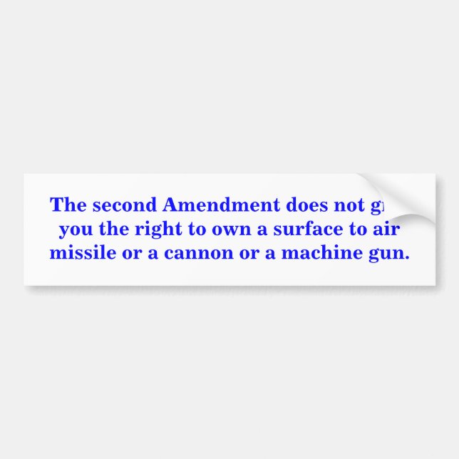 The 2nd Amendment does not give you right to own Bumper Sticker (Front)
