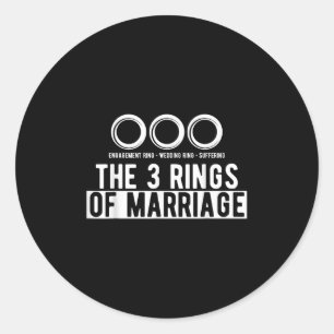 The 3 Rings Of Marriage Wedding Bride Groom Couple Classic Round Sticker