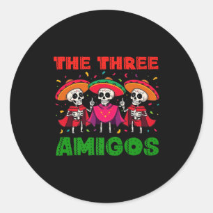 The 3 three amigos three friends tres amigos cinco classic round sticker