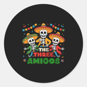 The 3 three amigos three friends tres amigos cinco classic round sticker