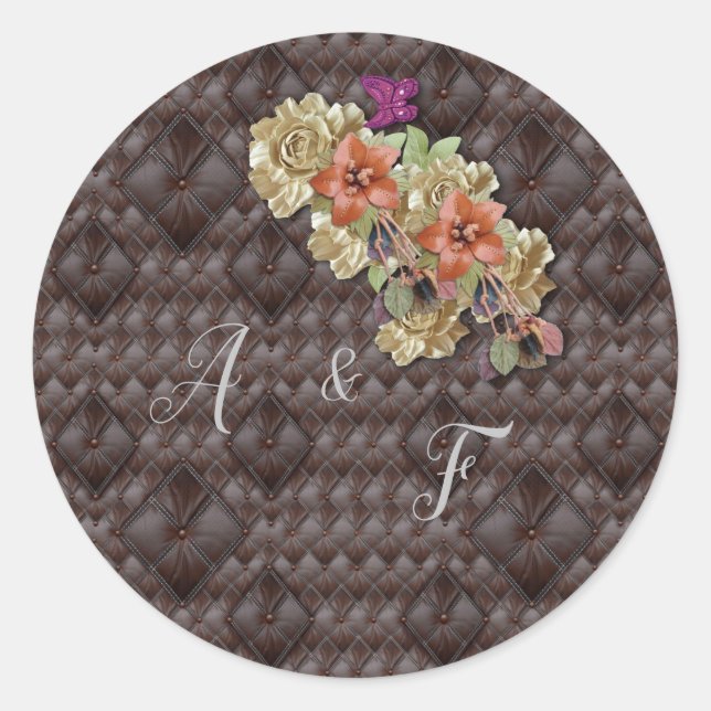 The 3D Leather Academia Decor & Cards Classic Round Sticker (Front)