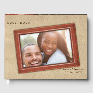 The 3D Leather Academia Decor & Cards Guest Book