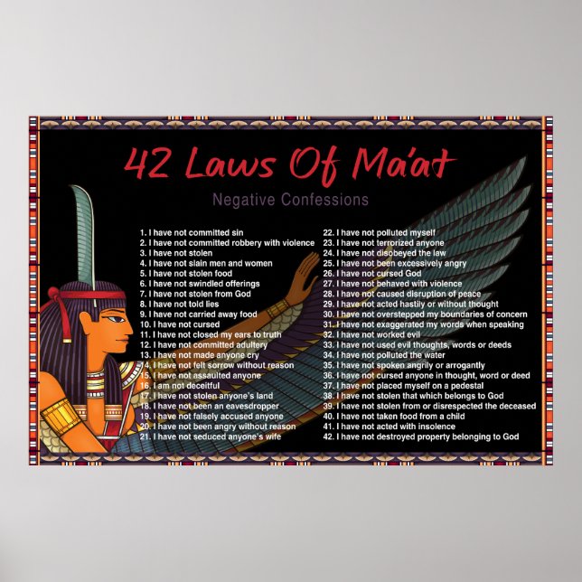 The 42 Laws Of Maat - Negative Confessions Poster (Front)