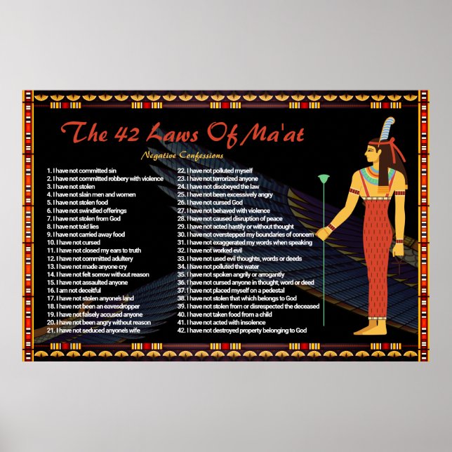 The 42 Laws Of Maat - Negative Confessions Poster (Front)