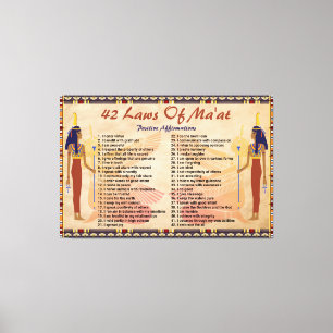 The 42 Laws Of Maat - Positive Affirmations Canvas