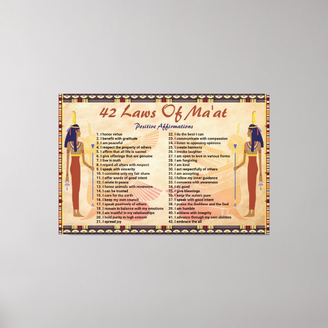 The 42 Laws Of Maat - Positive Affirmations Canvas Print (Front)