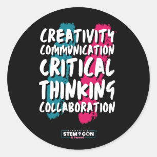The 4 C's of STEM Round Sticker