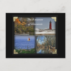The 4 seasons of Wisconsin Postcard