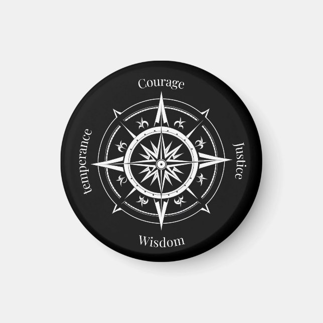 The 4 Stoic Virtues Compass Magnet (Front)