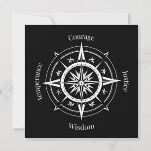The 4 Stoic Virtues Compass Thank You Card