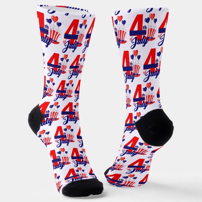 The 4th of July Independence Day Text Design Socks (Angled)