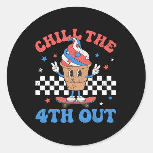 The 4th Out Retro Patriotic Ice Cream Fourth Of Ju Classic Round Sticker