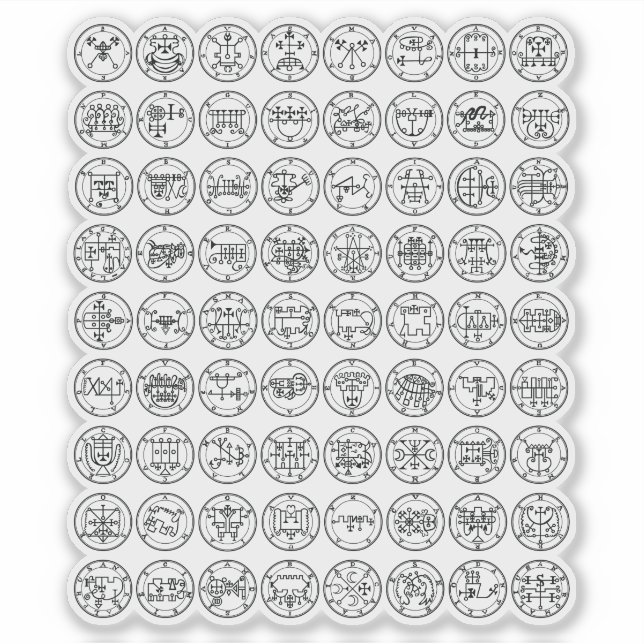 The 72 Demon Sigils Of Ars Goetia (black) (Front)