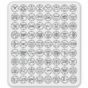 The 72 Demon Sigils Of Ars Goetia (black on white)