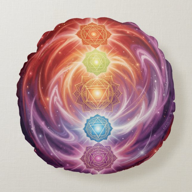 The 7 Chakras´10 Round Cushion (Front)