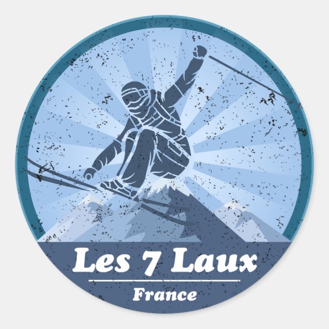 The 7 Laux Ski resort - Skier Classic Round Sticker (Front)