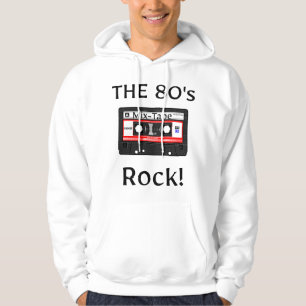 The 80's Rock ! Cassette Tape Black Print Hoodie