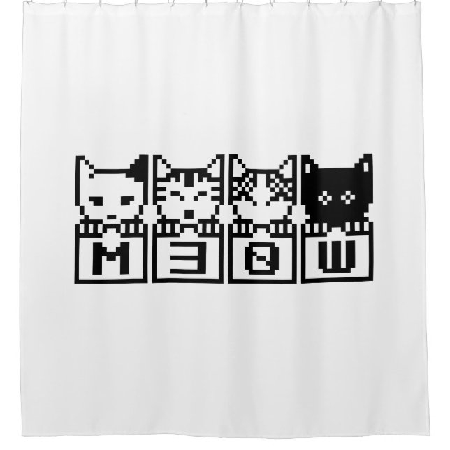 THE 8-BIT CATS M30W SHOWER CURTAIN (Front)