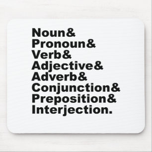 The 8 Parts of Speech in the English Language Mouse Mat