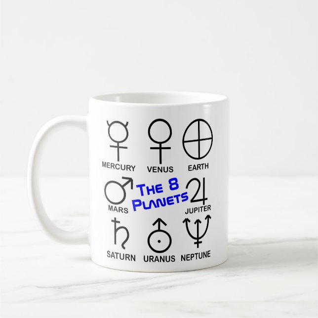 The 8 Planets by Symbol Mug (Left)