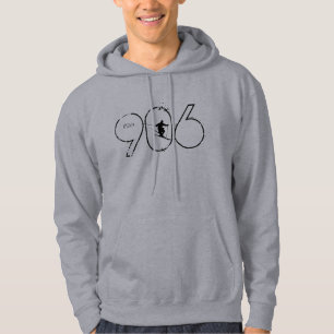 "the 906" Grey Upper Peninsula skiing/skier hoodie