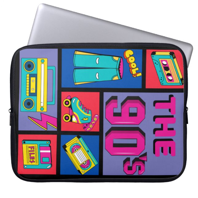 The 90's throw pillow laptop sleeve (Front)