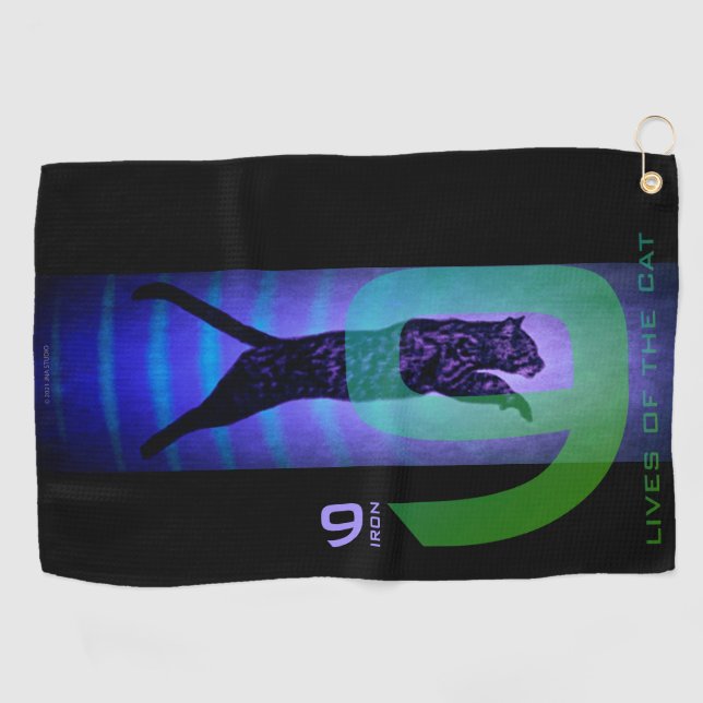 The 9 Lives of The Cat Golf Towel (Horizontal)