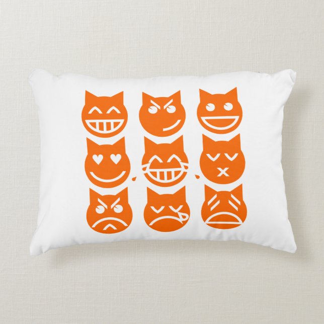 The 9 Lives of the Emoji Cat Decorative Cushion (Front)