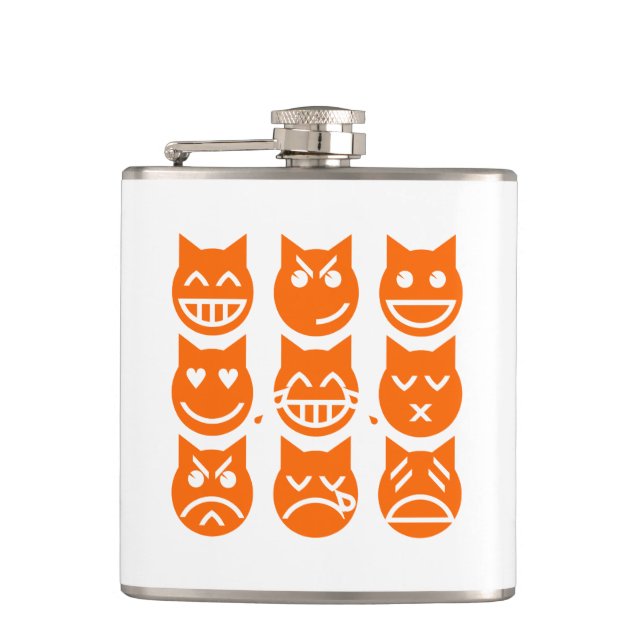 The 9 Lives of the Emoji Cat Hip Flask (Front)