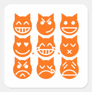 The 9 Lives of the Emoji Cat Square Sticker