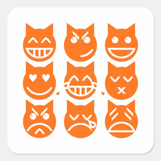 The 9 Lives of the Emoji Cat Square Sticker (Front)