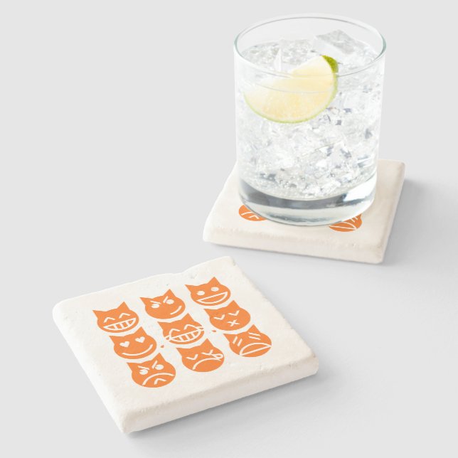 The 9 Lives of the Emoji Cat Stone Coaster (Side)