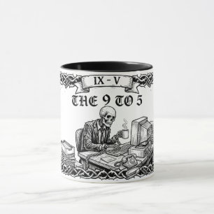 The 9 to 5 Tarot Card Funny Corporate Skeleton Mug