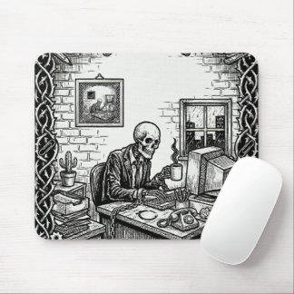 The 9 to 5 Tarot Card | Funny Skeleton Corporate Mouse Mat