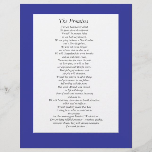 The  AA Promises (paper sheet.) (Front)