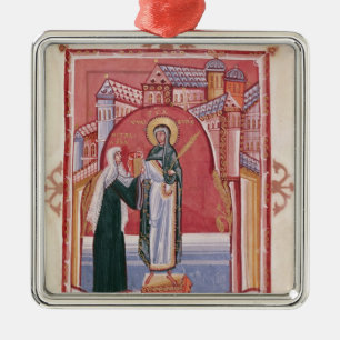 The Abbess Hilda offering Metal Tree Decoration
