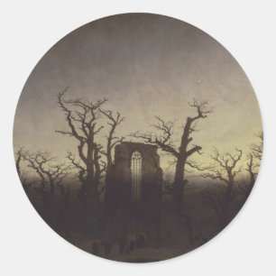 The Abbey in the Oakwood - Caspar David Friedrich Classic Round Sticker