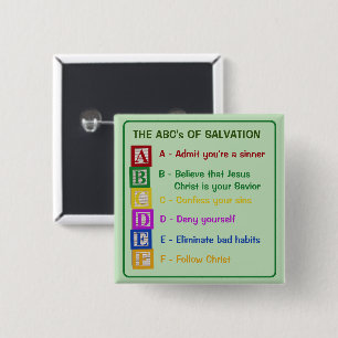 The ABC's of Salvation 15 Cm Square Badge